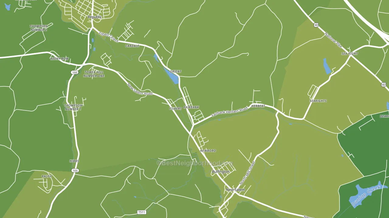 15435, PA block-group voter-turnout map
