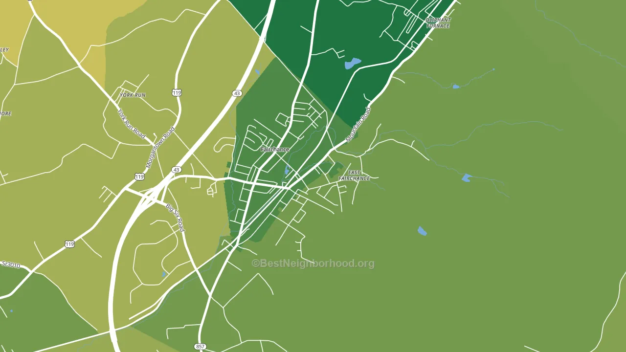 15436, PA block-group voter-turnout map