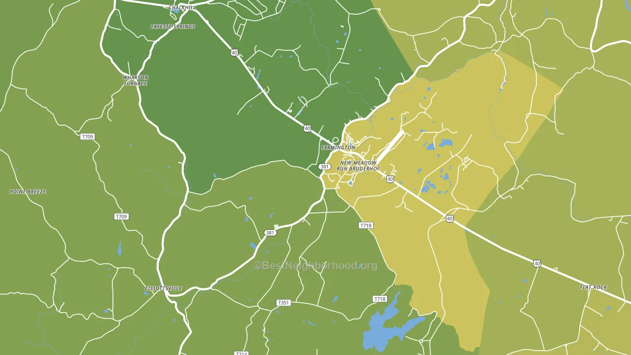 15437, PA block-group voter-turnout map