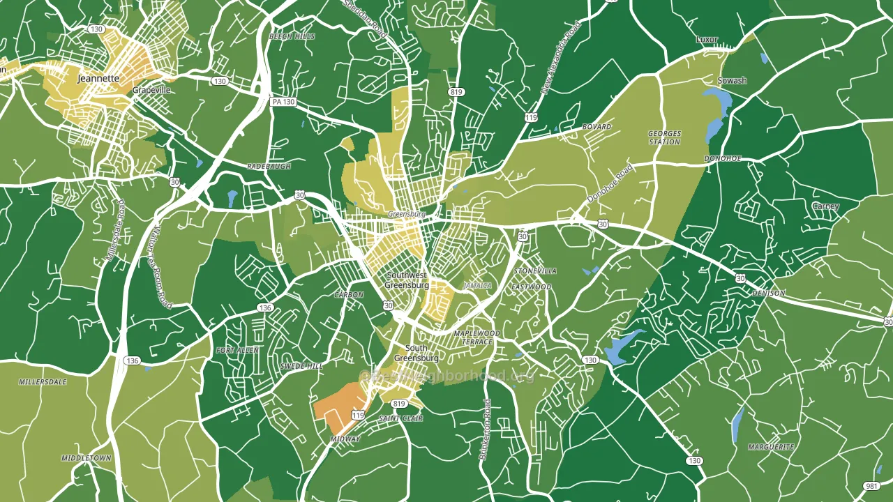 15601, PA block-group voter-turnout map