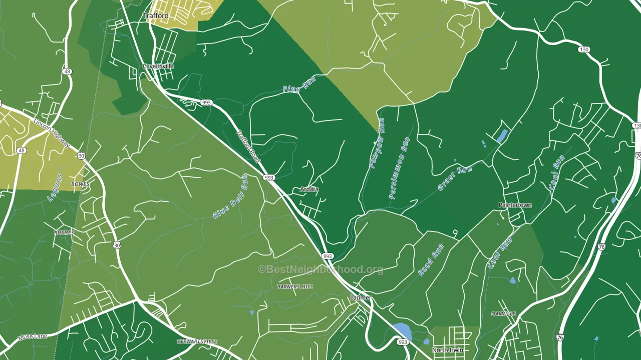 15615, PA block-group voter-turnout map