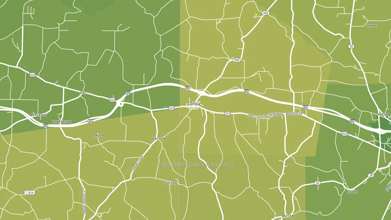 15829, PA block-group voter-turnout map