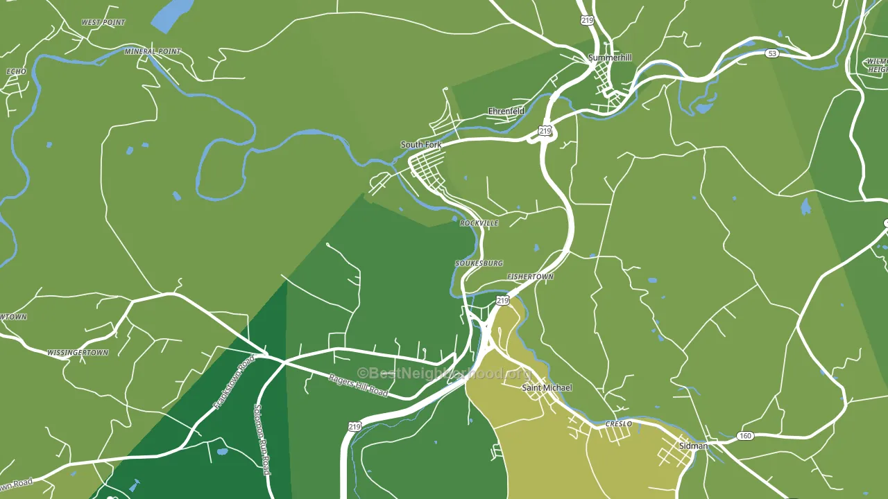 15956, PA block-group voter-turnout map