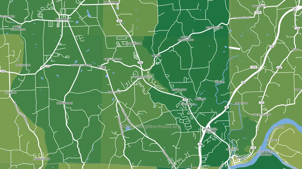 16055, PA block-group voter-turnout map