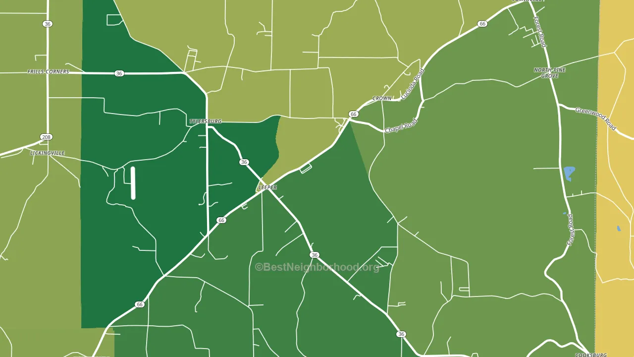 16233, PA block-group voter-turnout map