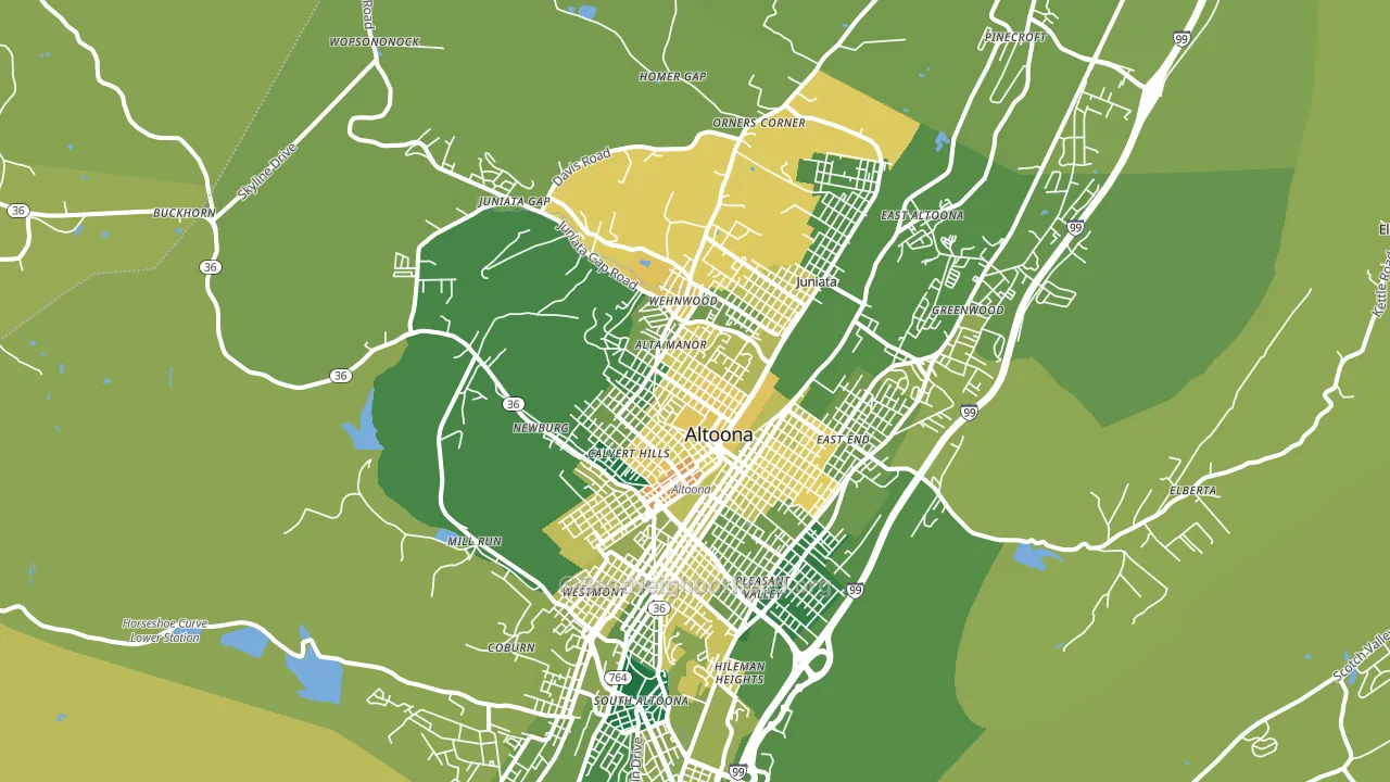 16601, PA block-group voter-turnout map