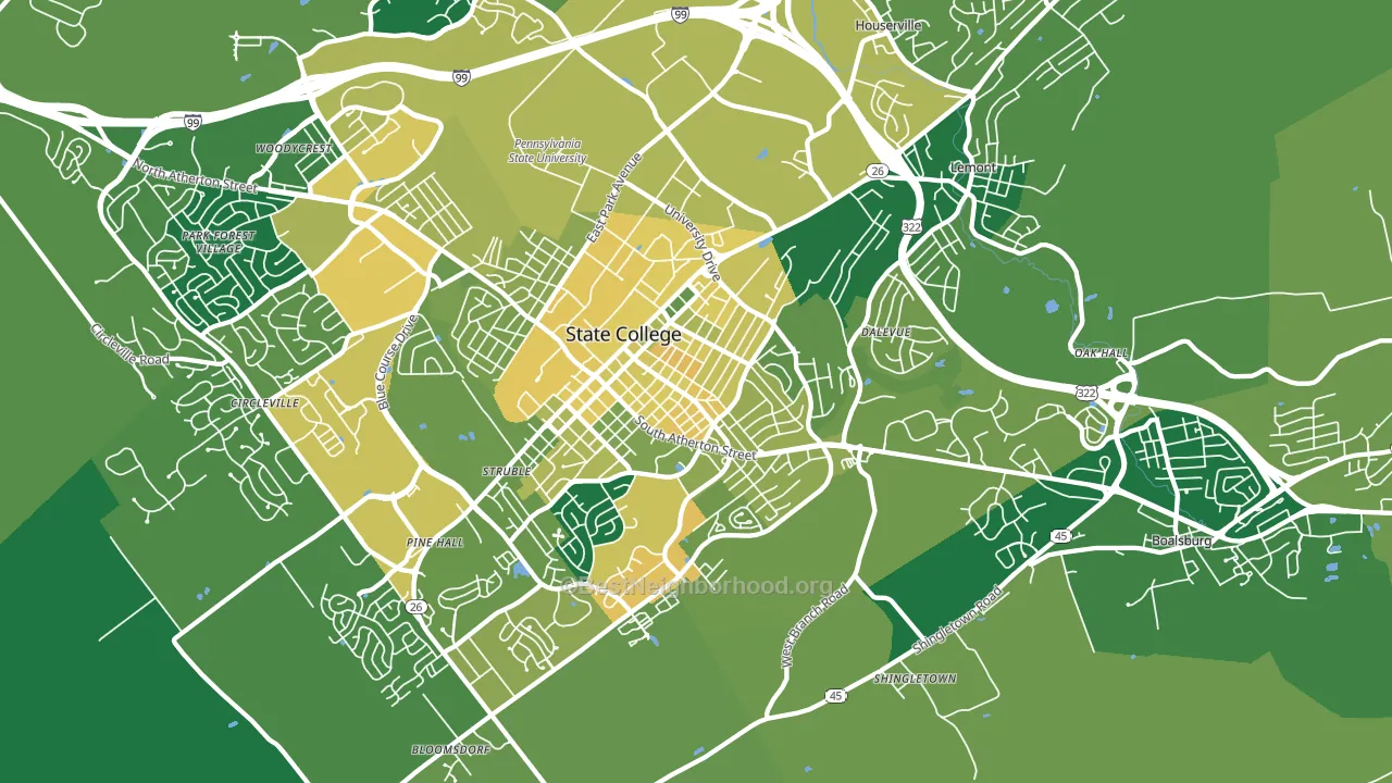 16801, PA block-group voter-turnout map