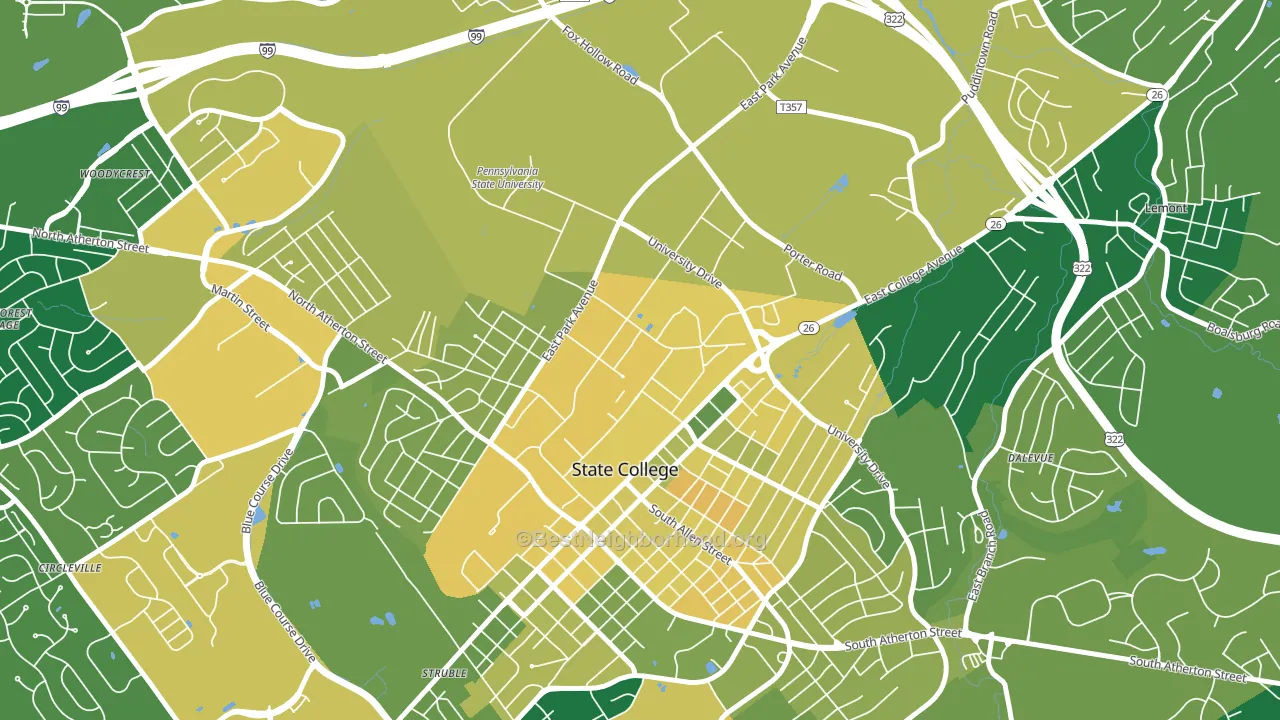 16802, PA block-group voter-turnout map