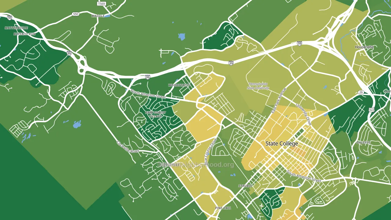 16803, PA block-group voter-turnout map
