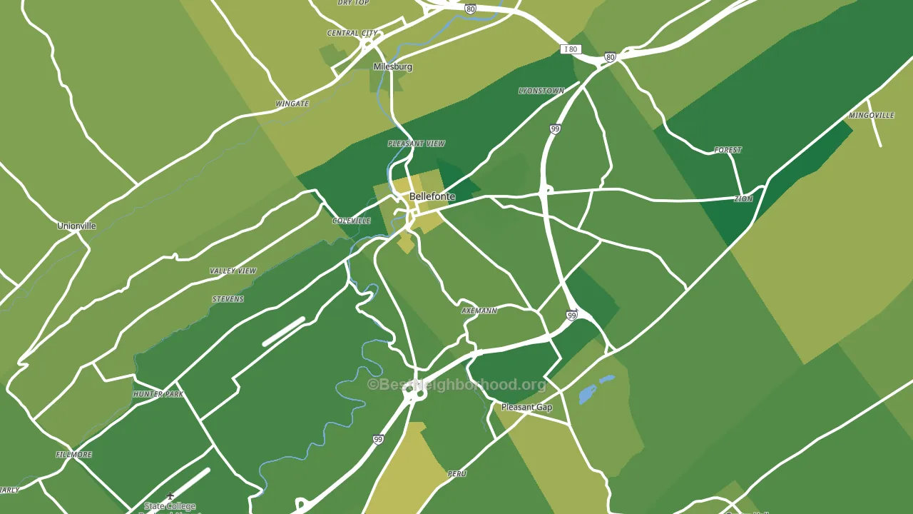 16823, PA block-group voter-turnout map