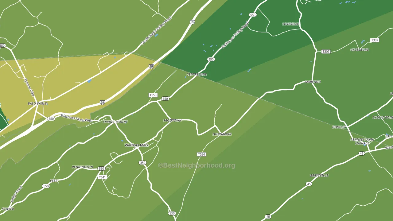 16877, PA block-group voter-turnout map