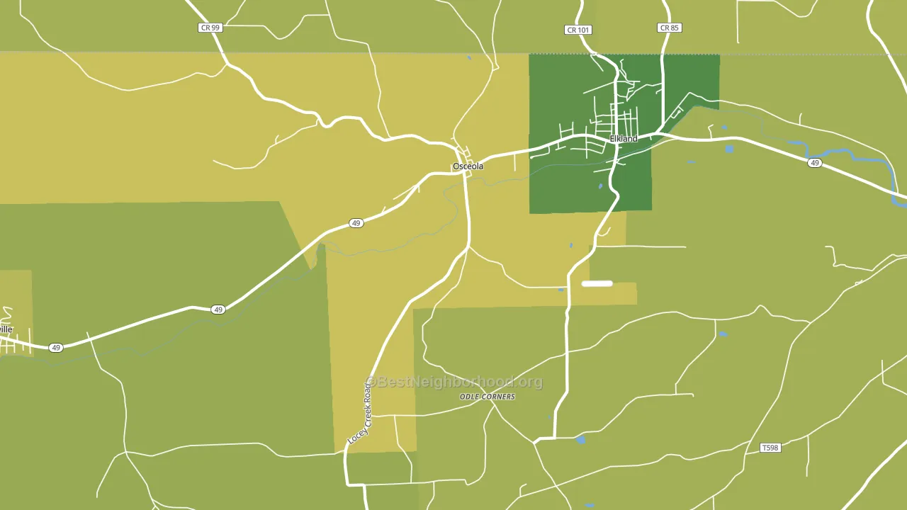 16942, PA block-group voter-turnout map