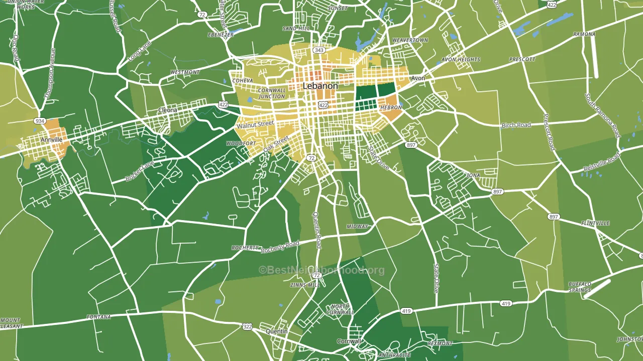 17042, PA block-group voter-turnout map