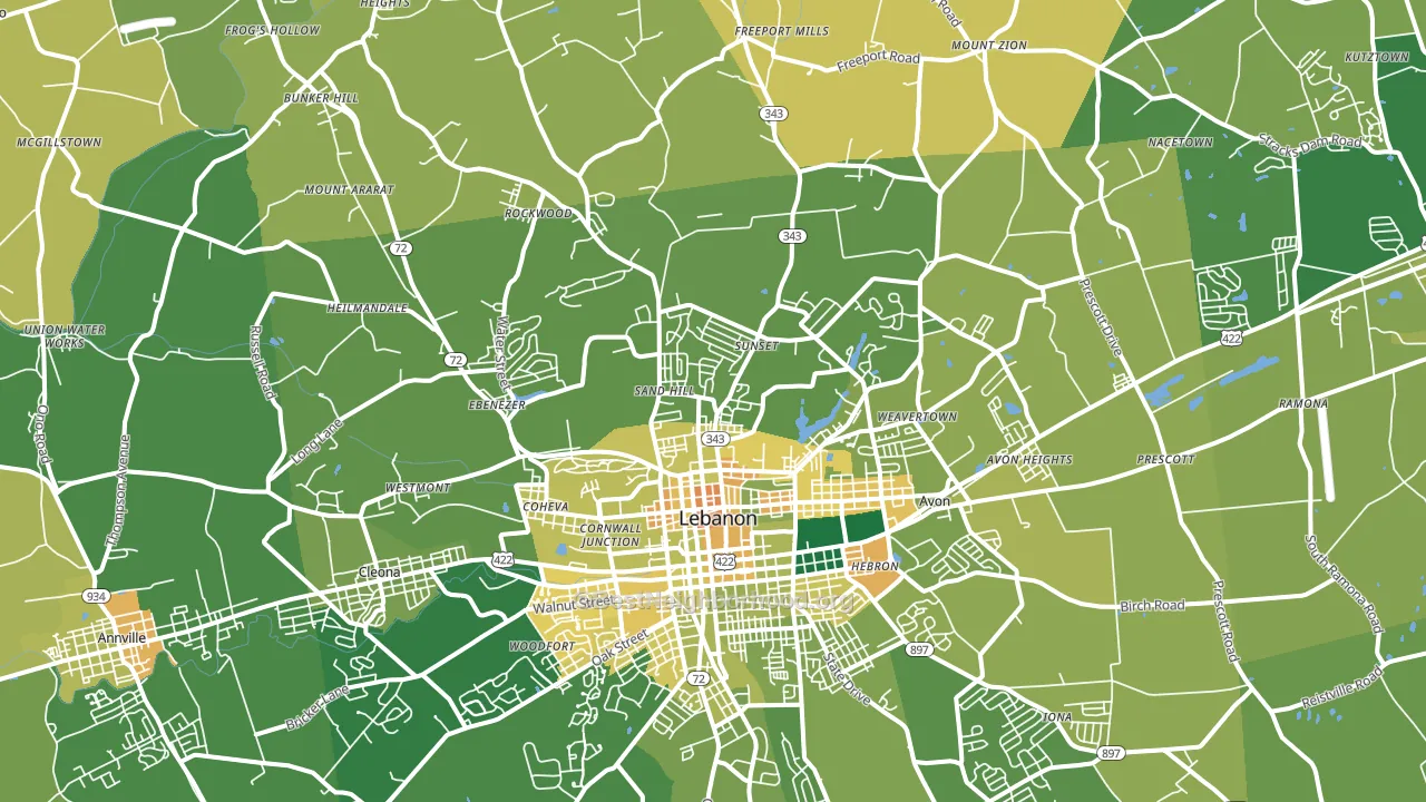 17046, PA block-group voter-turnout map