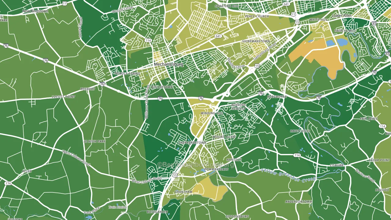 17055, PA block-group voter-turnout map