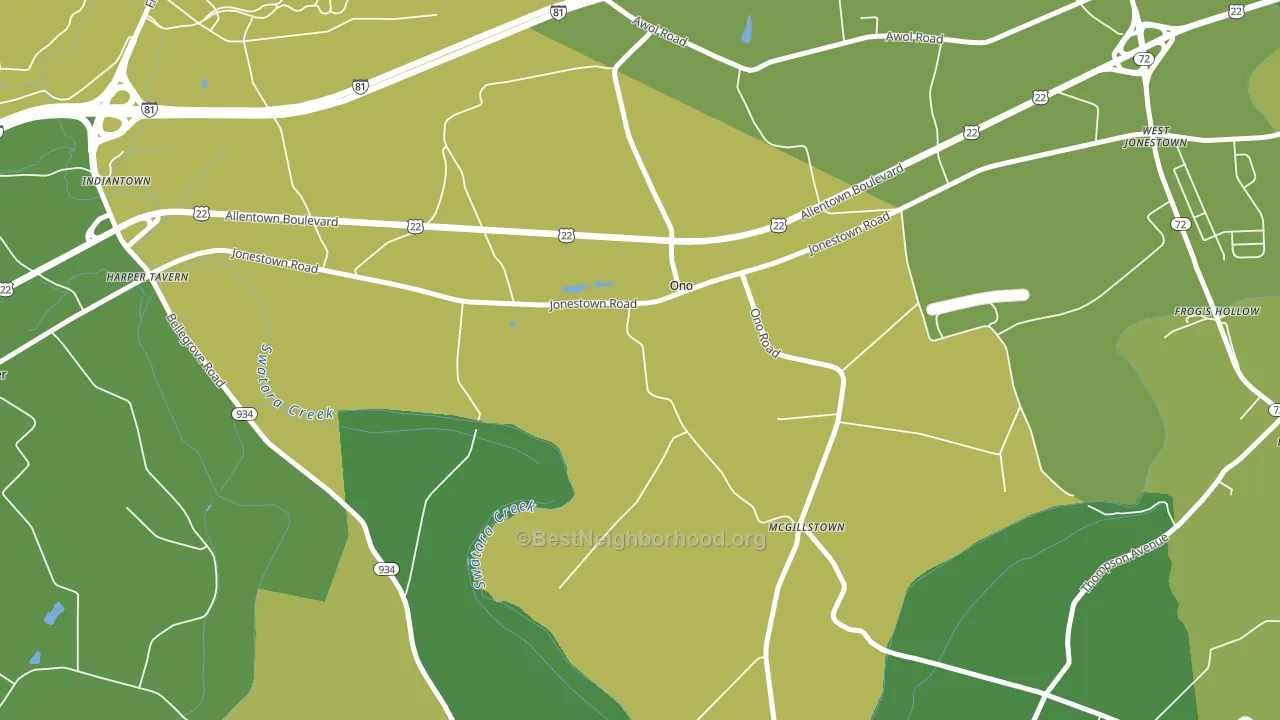 17077, PA block-group voter-turnout map