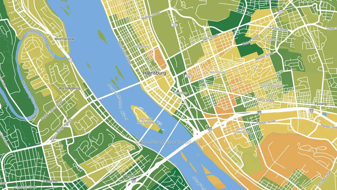 17101, PA block-group voter-turnout map