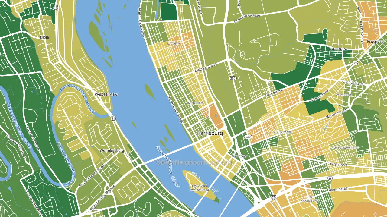 17102, PA block-group voter-turnout map