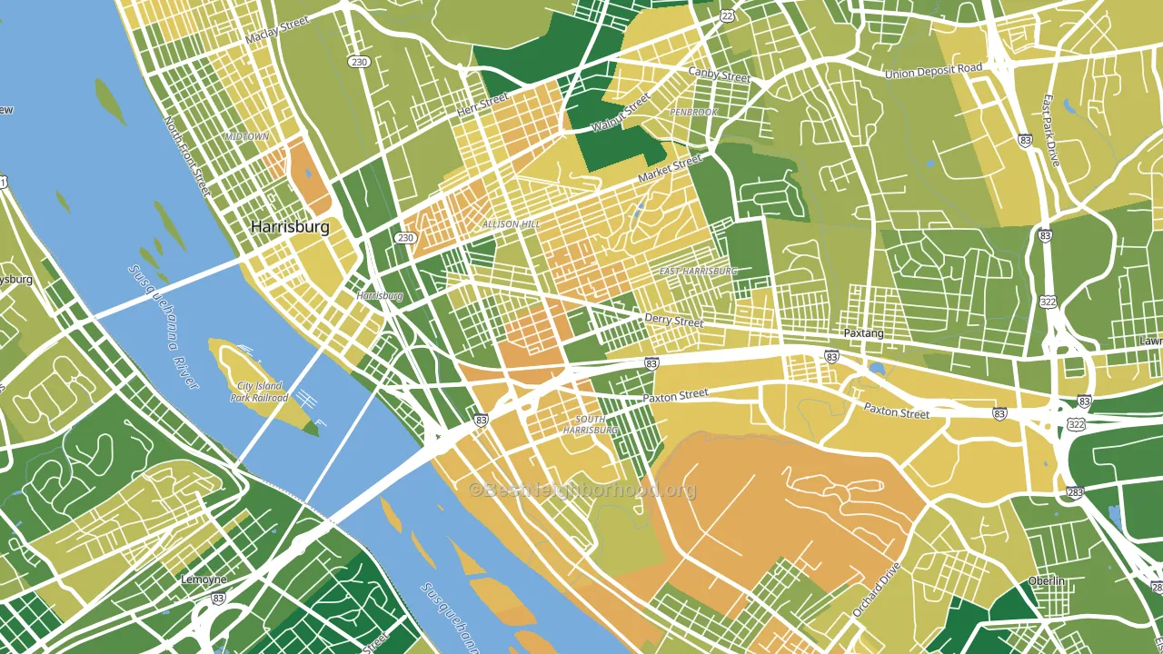 17104, PA block-group voter-turnout map