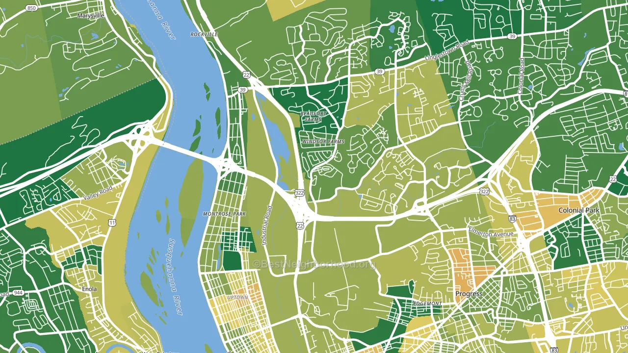 17110, PA block-group voter-turnout map