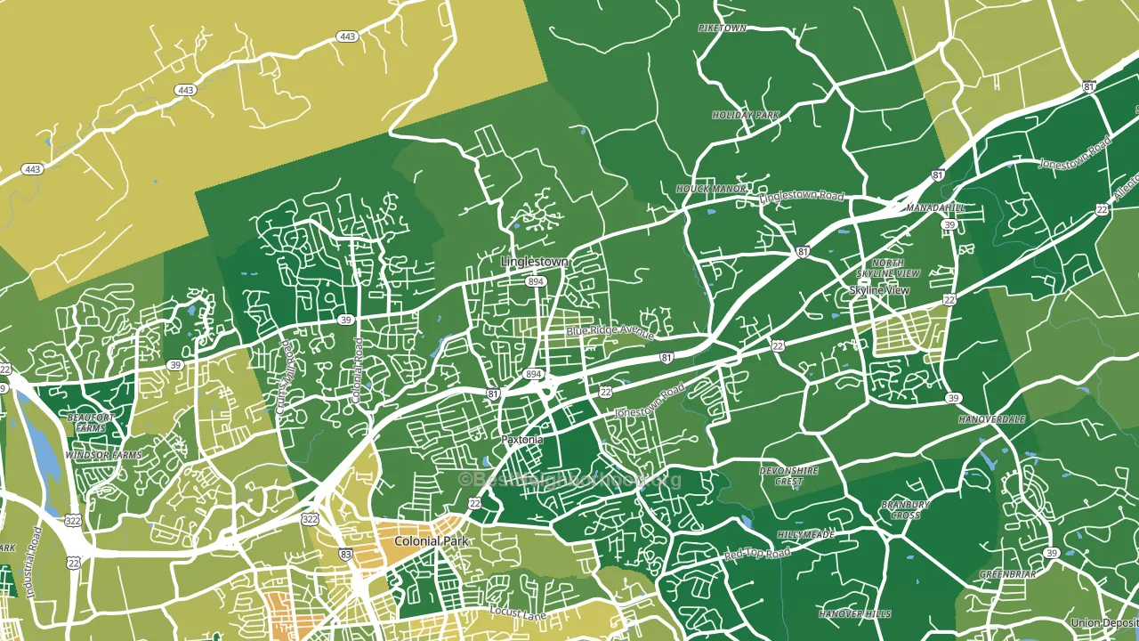 17112, PA block-group voter-turnout map