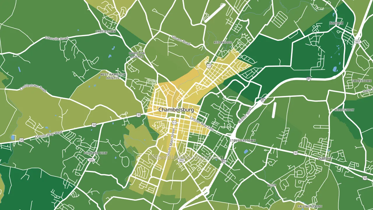 17201, PA block-group voter-turnout map
