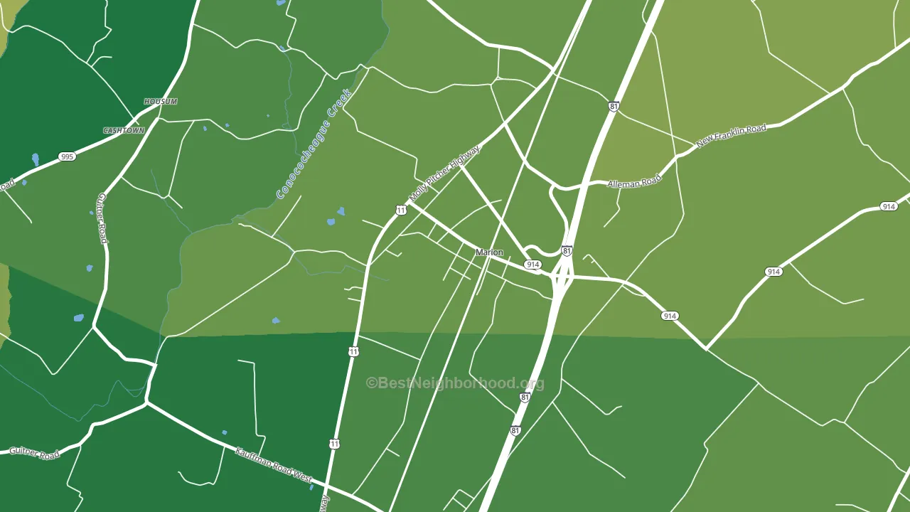 17235, PA block-group voter-turnout map