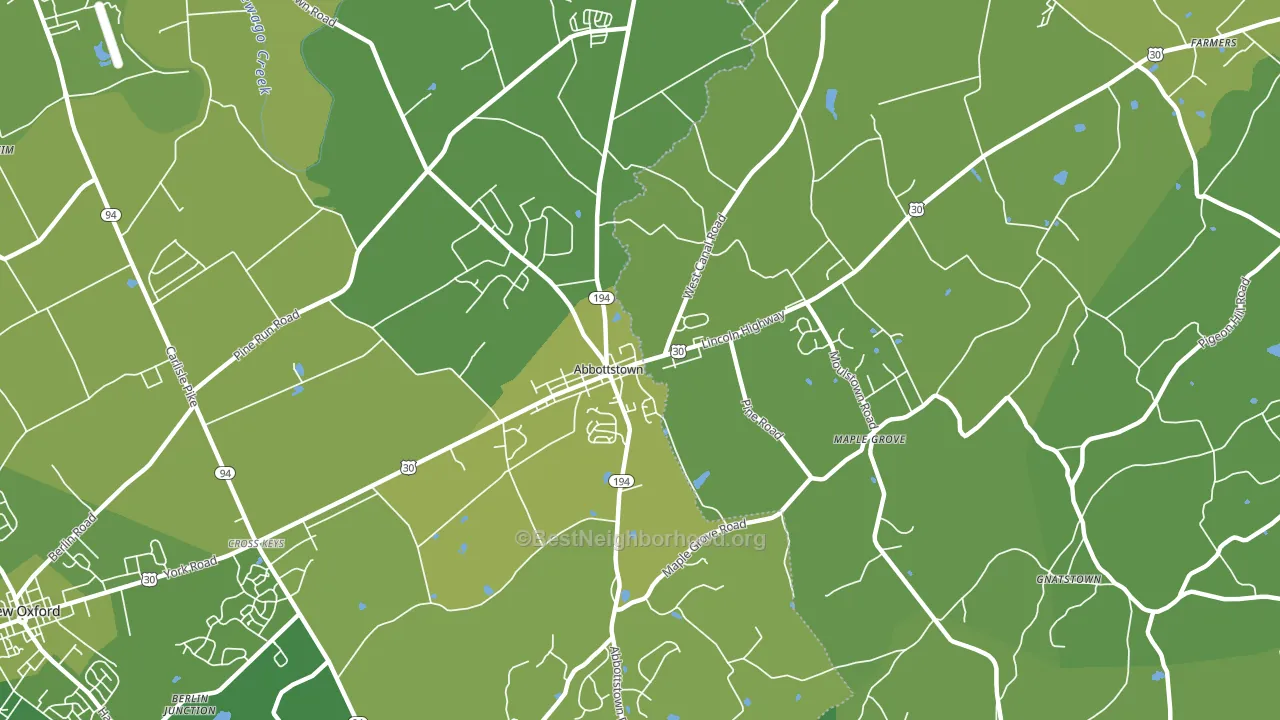 17301, PA block-group voter-turnout map