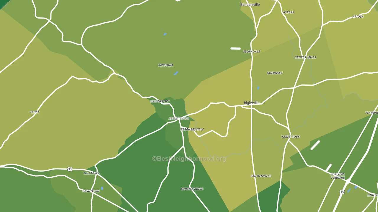 17307, PA block-group voter-turnout map