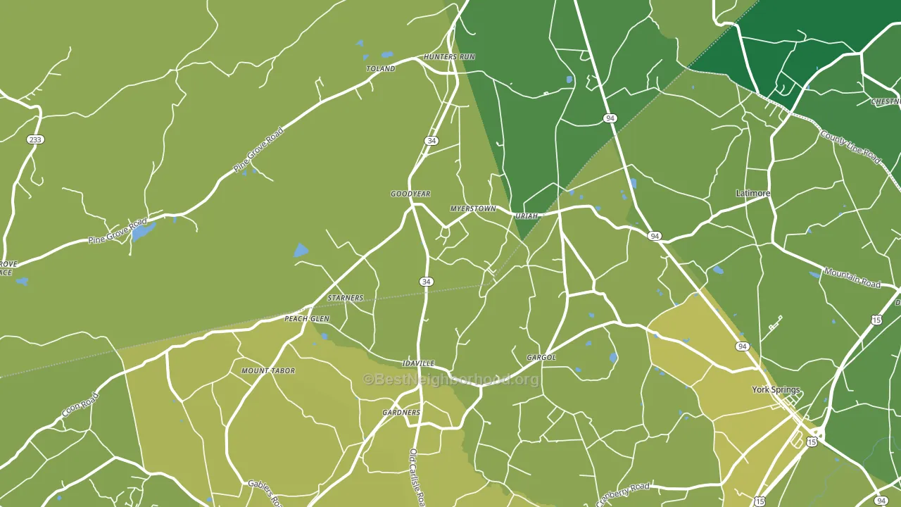 17324, PA block-group voter-turnout map