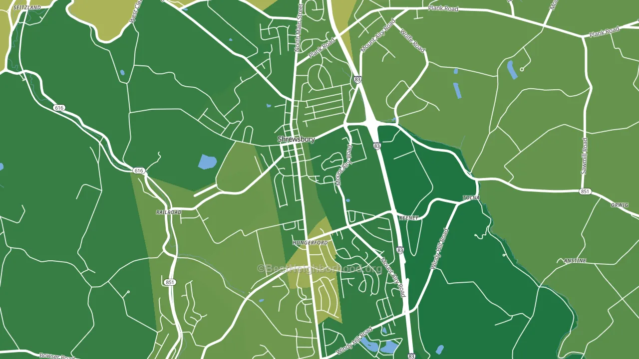 17361, PA block-group voter-turnout map