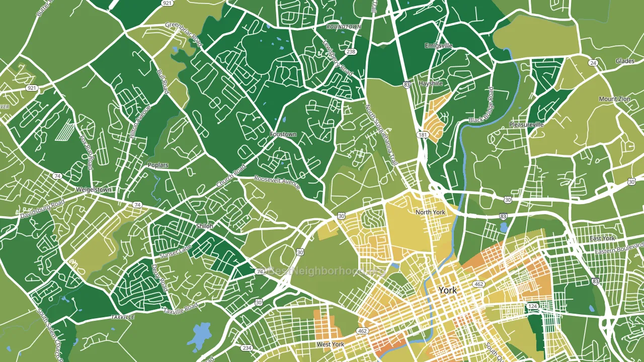 17404, PA block-group voter-turnout map