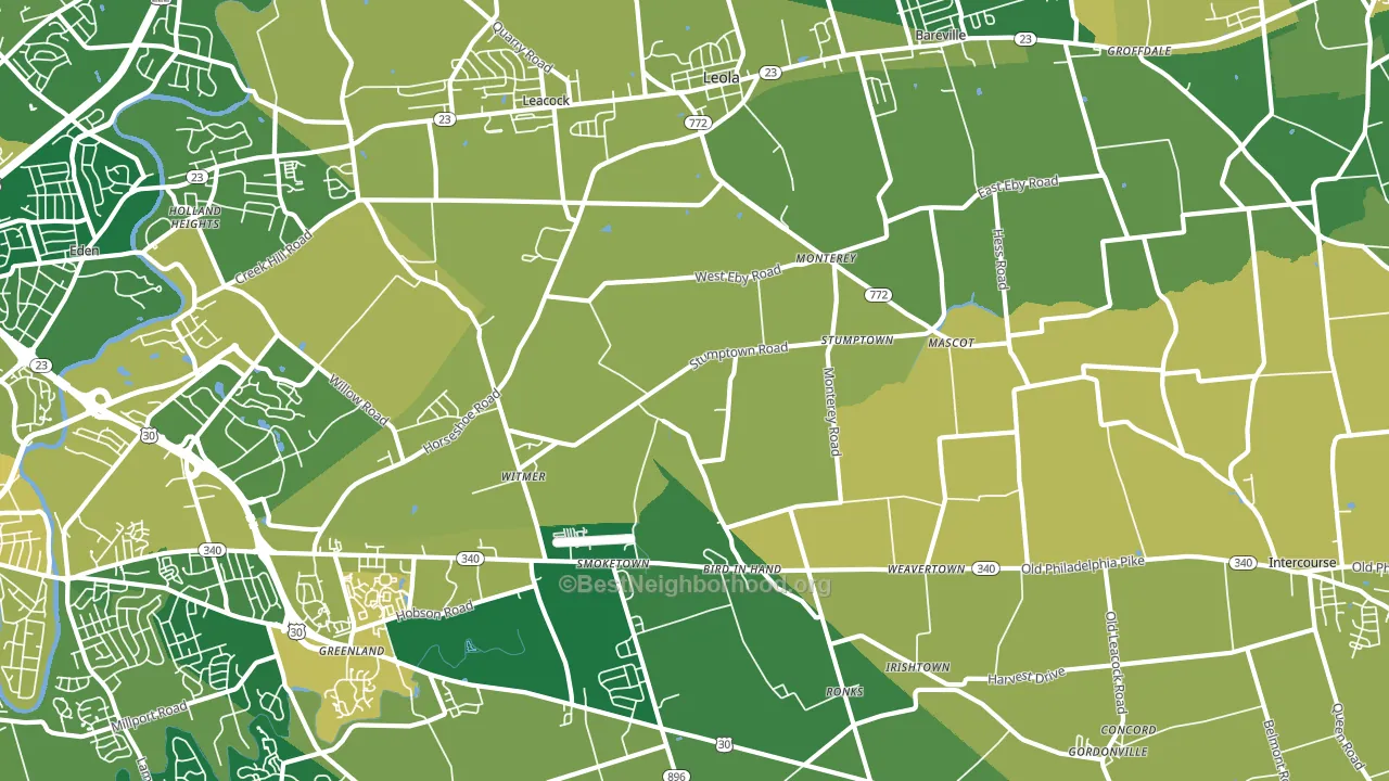 17505, PA block-group voter-turnout map