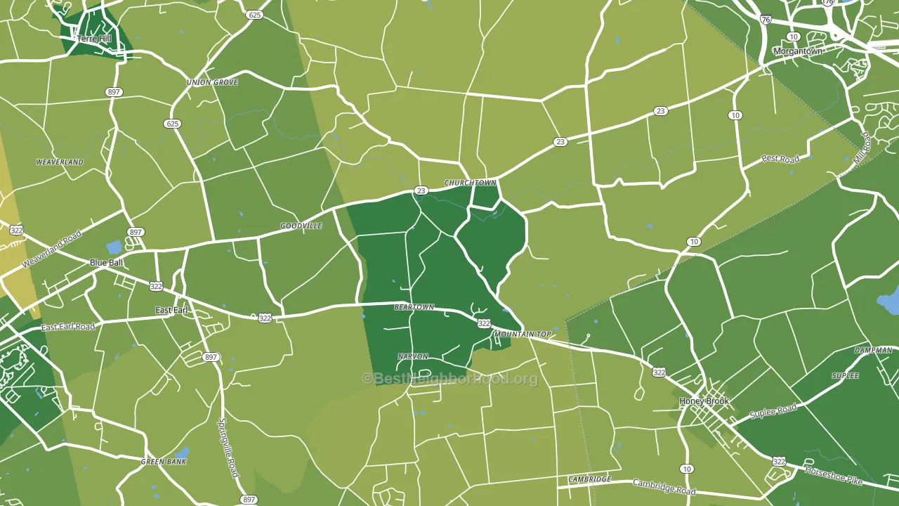17555, PA block-group voter-turnout map