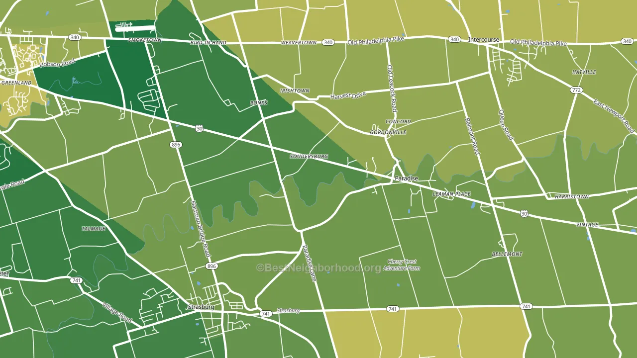 17572, PA block-group voter-turnout map