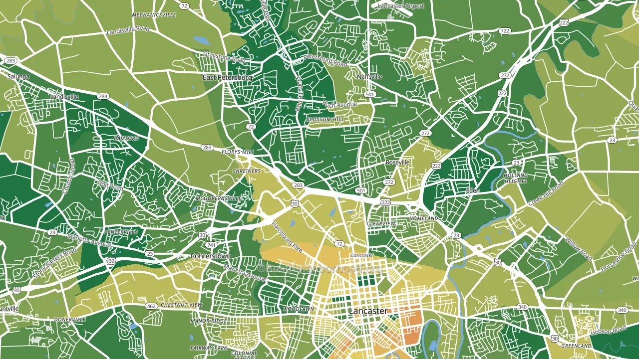 17601, PA block-group voter-turnout map