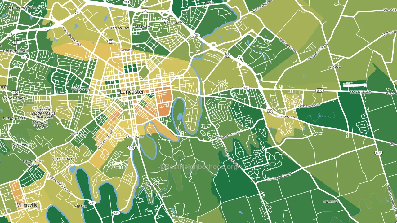 17602, PA block-group voter-turnout map