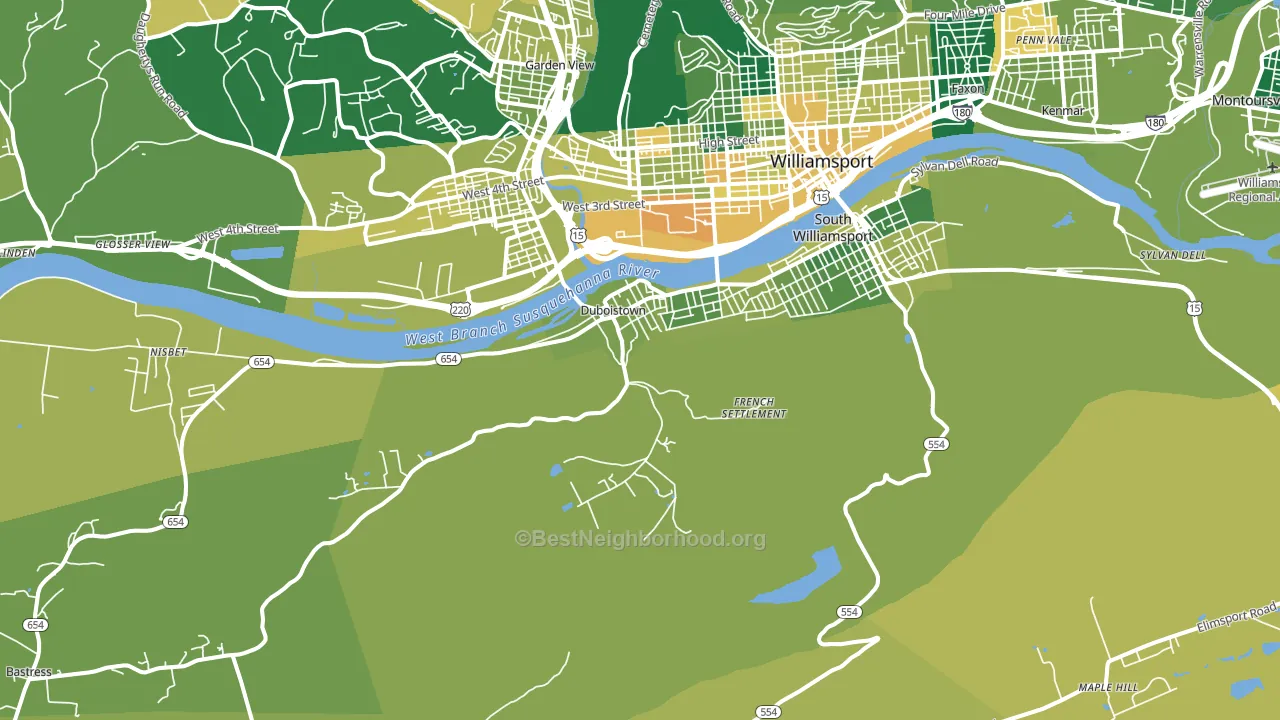 17702, PA block-group voter-turnout map