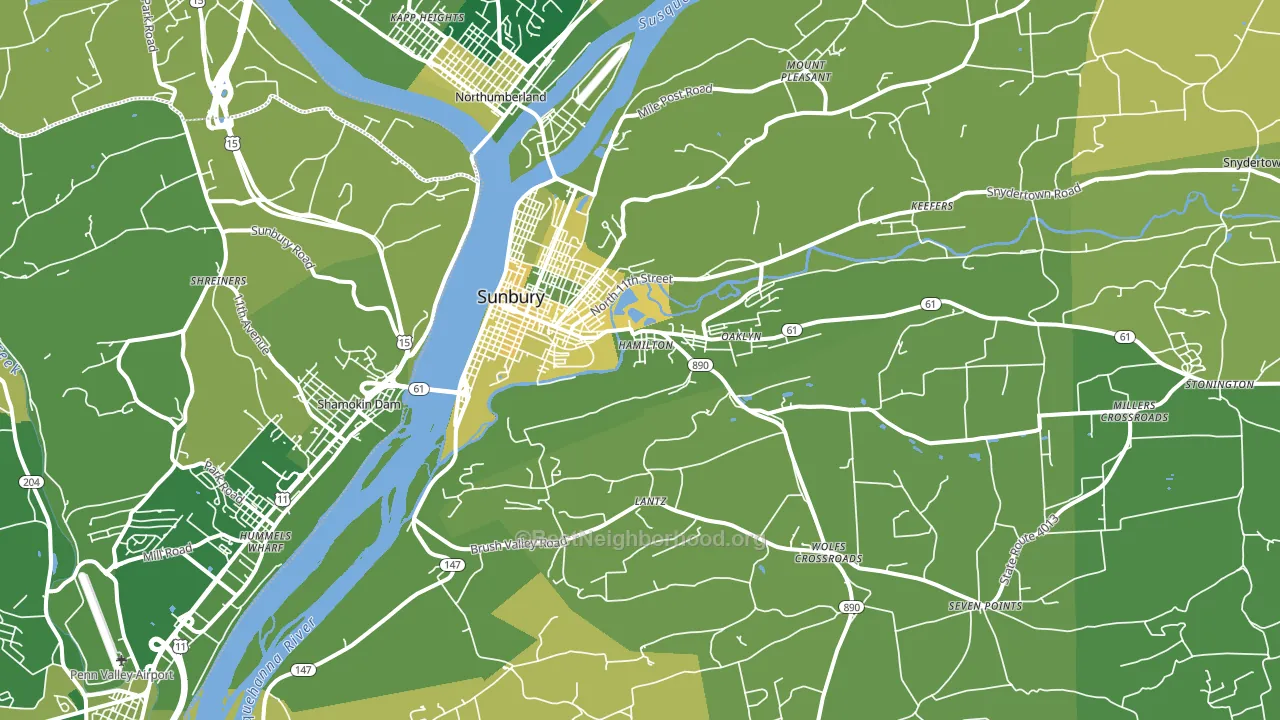 17801, PA block-group voter-turnout map