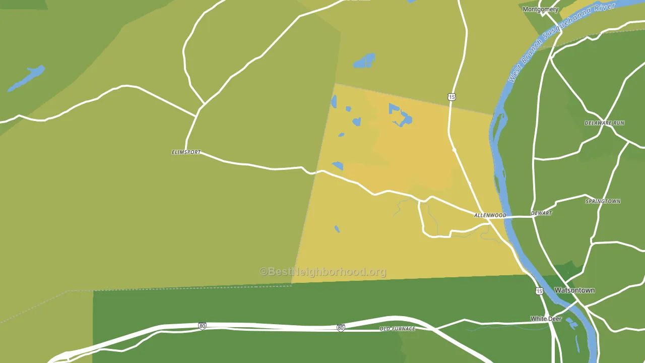 17810, PA block-group voter-turnout map