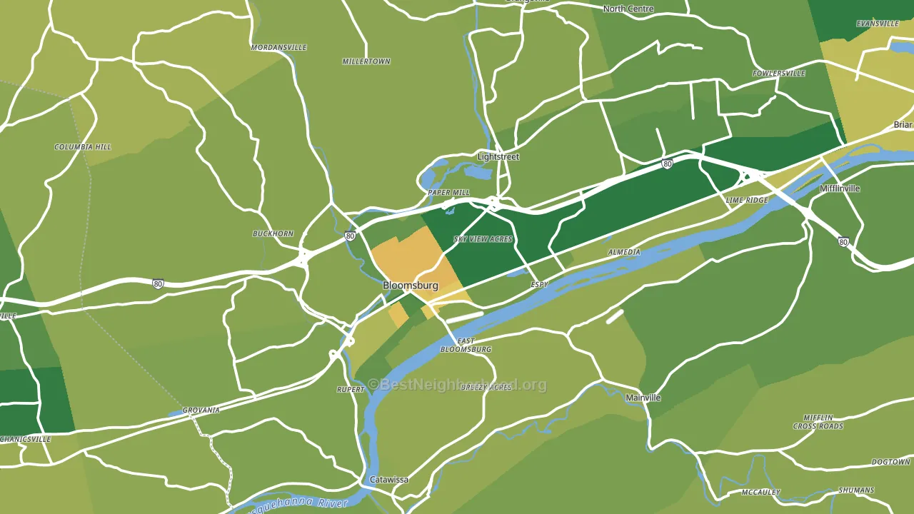 17815, PA block-group voter-turnout map