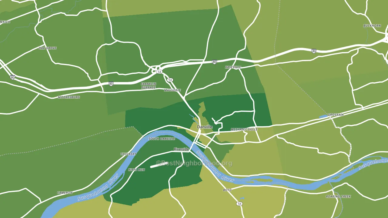 17821, PA block-group voter-turnout map