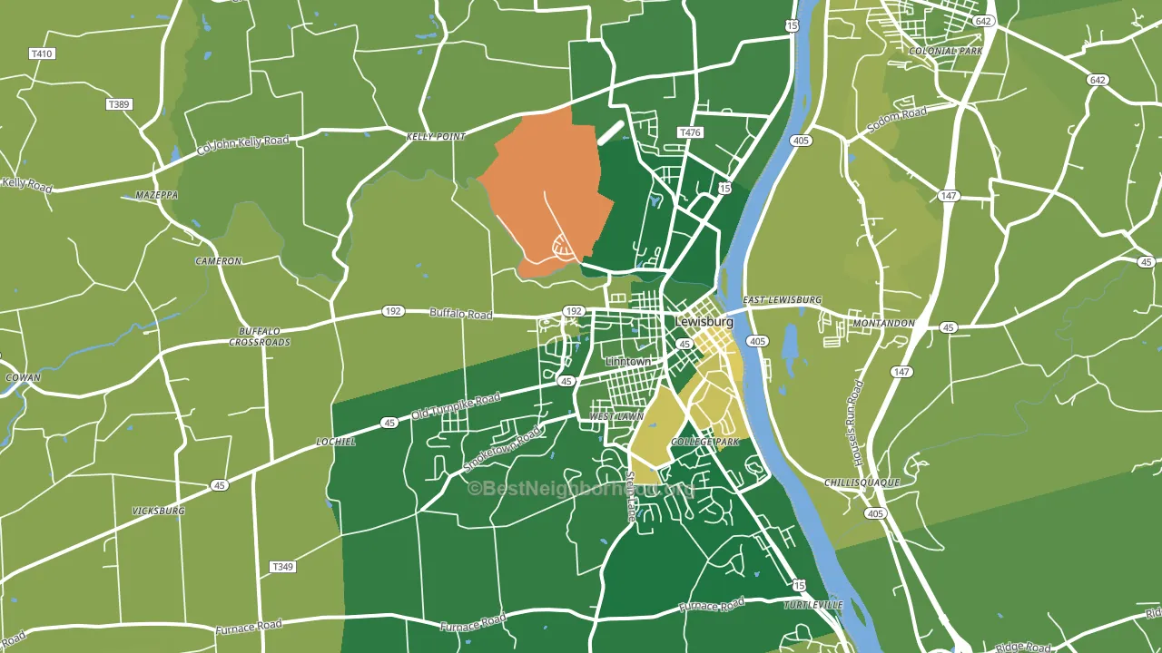 17837, PA block-group voter-turnout map