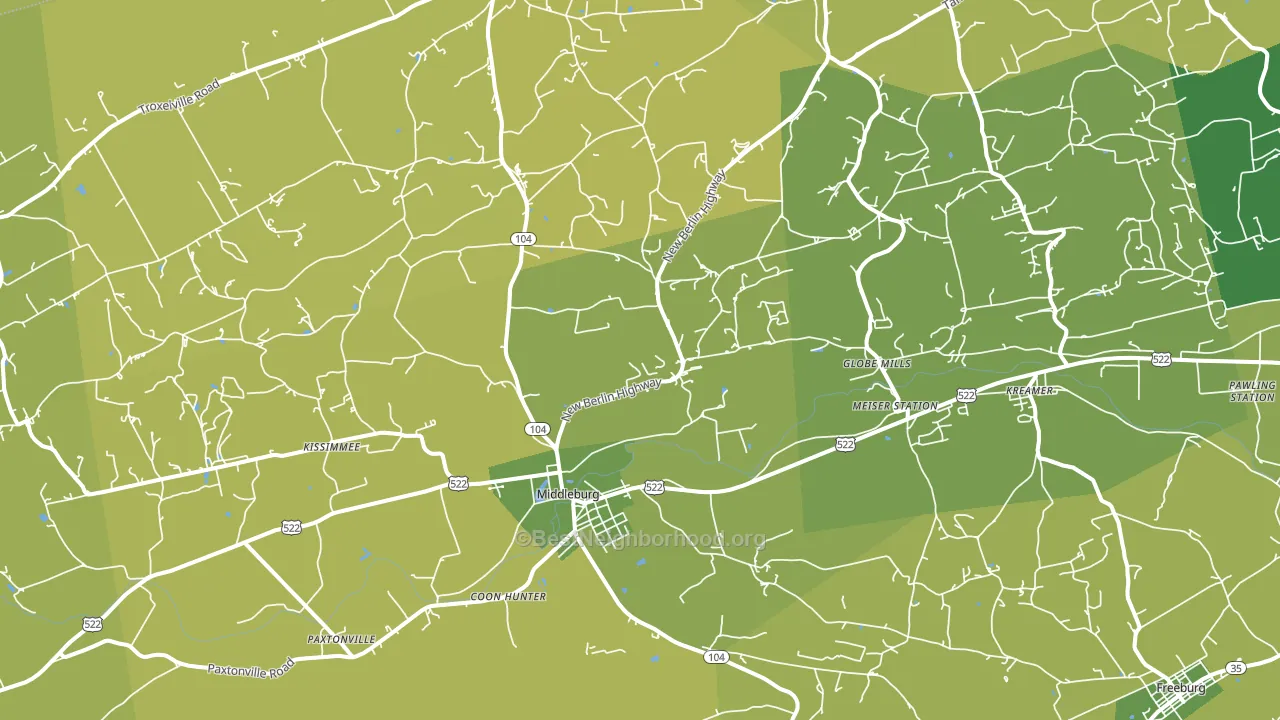 17842, PA block-group voter-turnout map