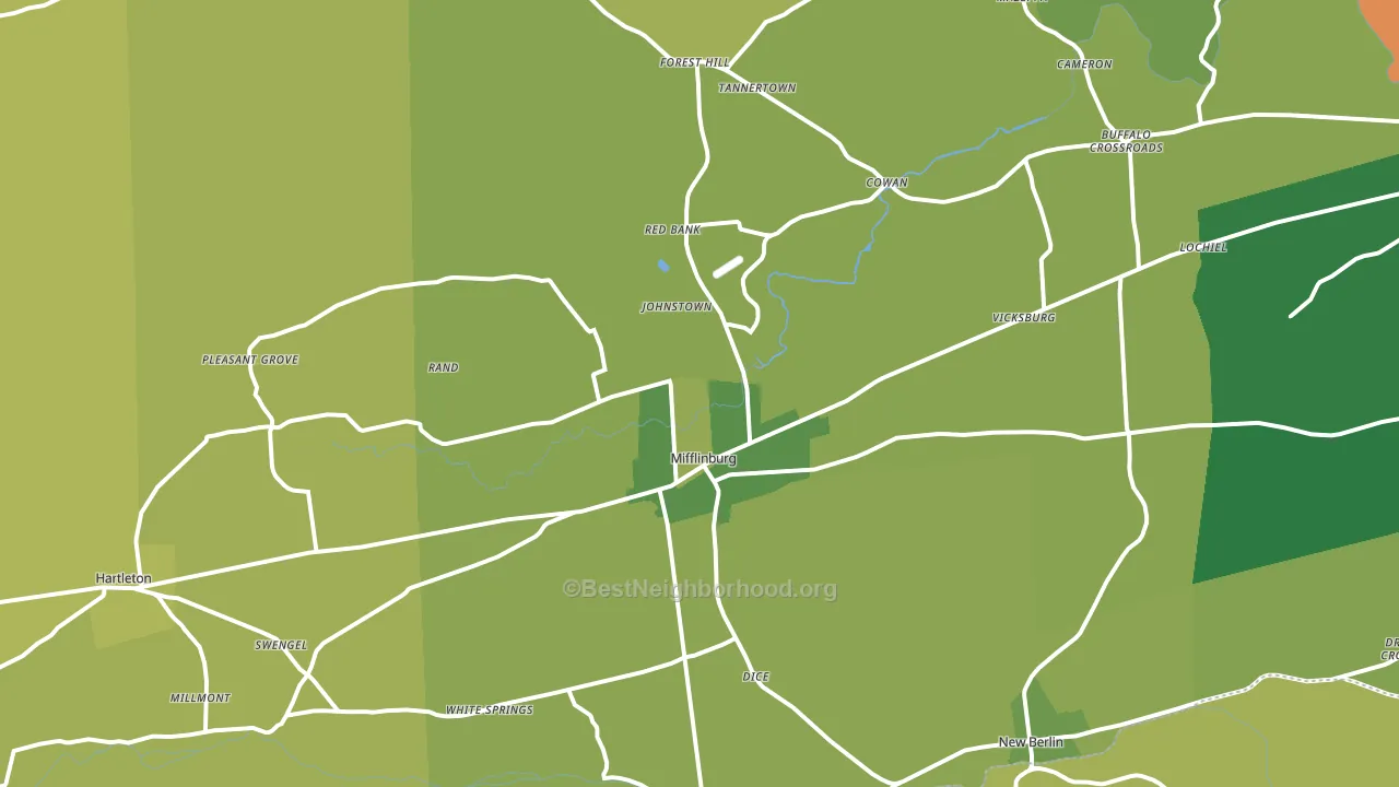17844, PA block-group voter-turnout map