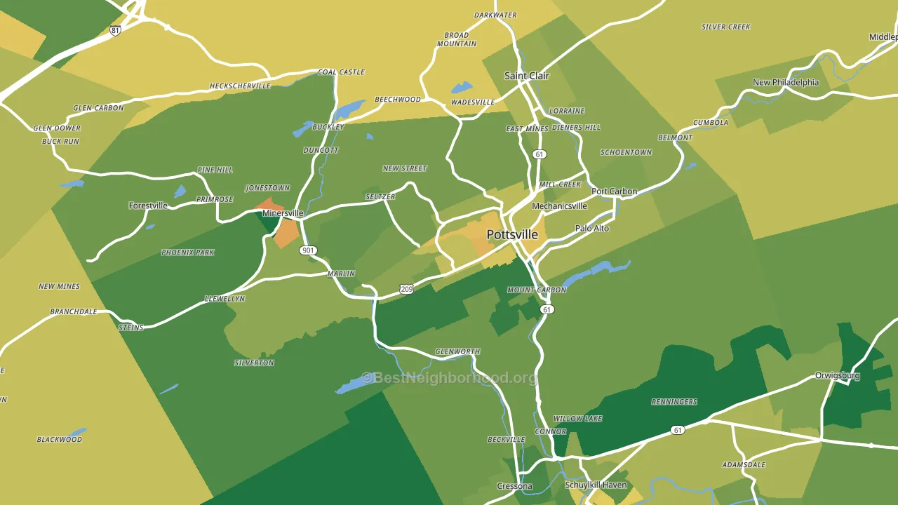 17901, PA block-group voter-turnout map
