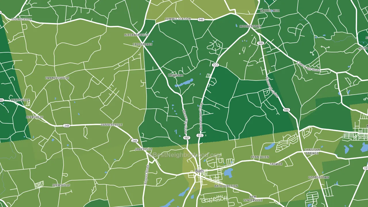 18014, PA block-group voter-turnout map