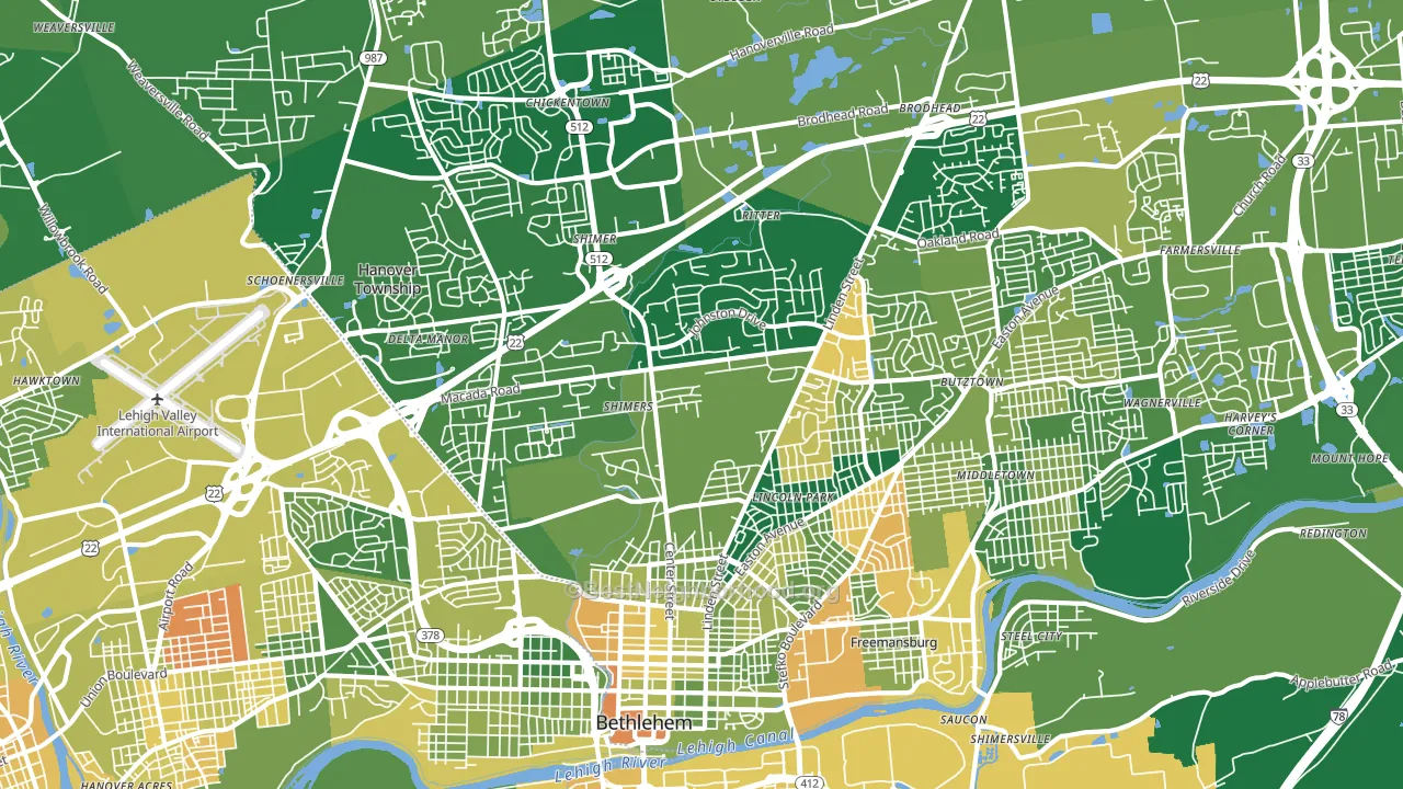 18017, PA block-group voter-turnout map