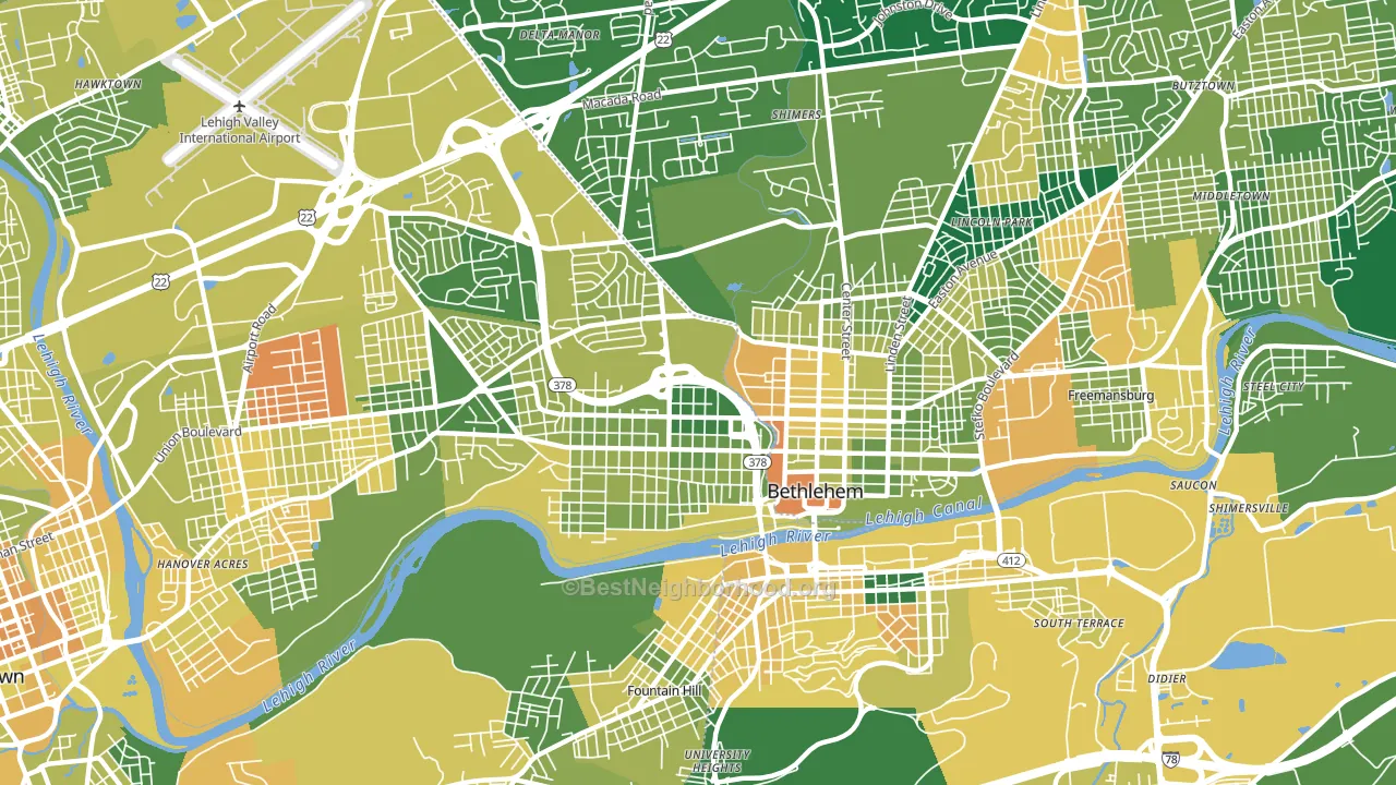 18018, PA block-group voter-turnout map
