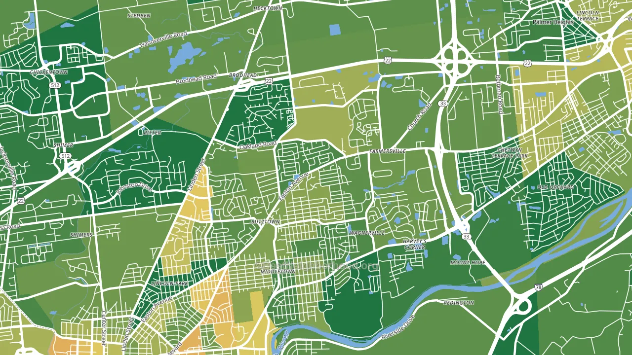 18020, PA block-group voter-turnout map